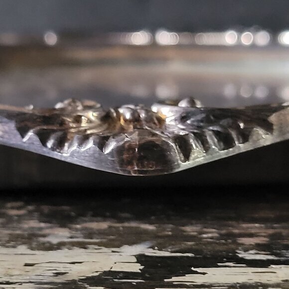 Extra Large Vtg Leonard Silverplate Ornate Round Serving Tray Scalloped Edges - Picture 4 of 10